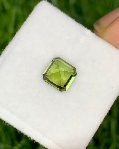 Natural Green Tourmaline 0.88 Carat 6x6 MM Ascher Cut Faceted Gemstone