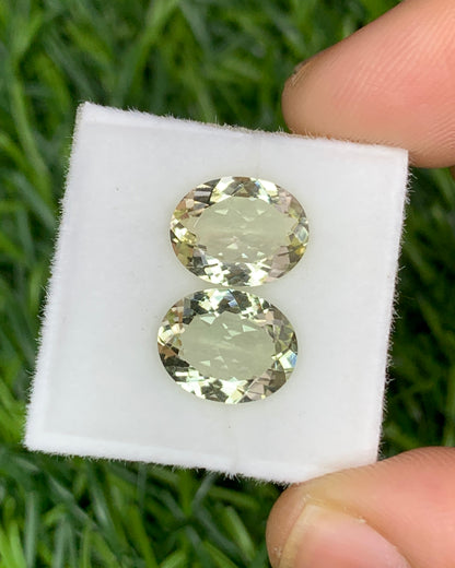 Natural Flawless Yellow Beryl Lot 3.83 Carat 10x8 MM Oval Shape Faceted Gemstone 2 Piece lot