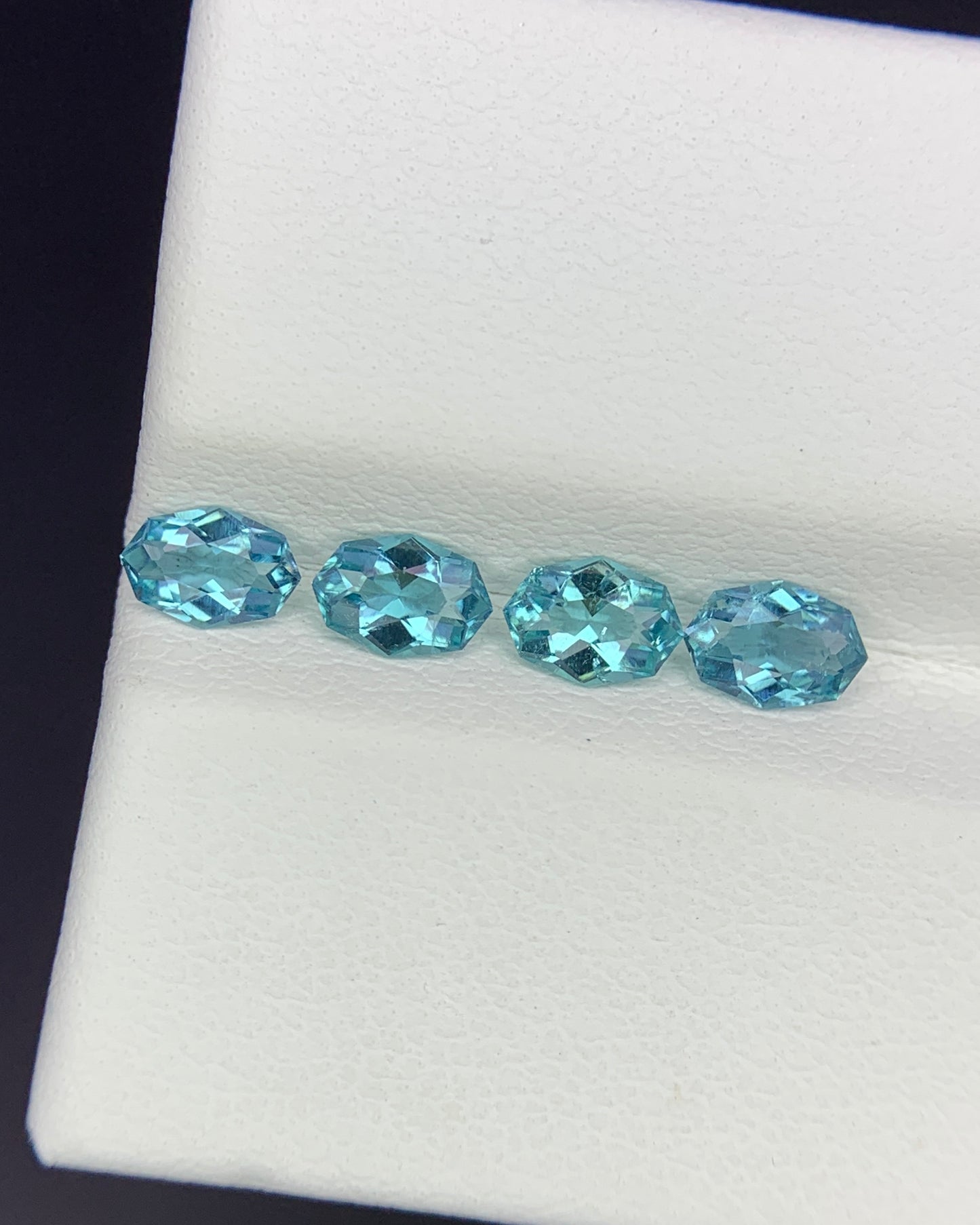 Natural Indicolite Tourmaline Lot 0.91 Carat5x3.5 MM (Approx) Fancy Shape Faceted Gemstone 4 Piece Lot 