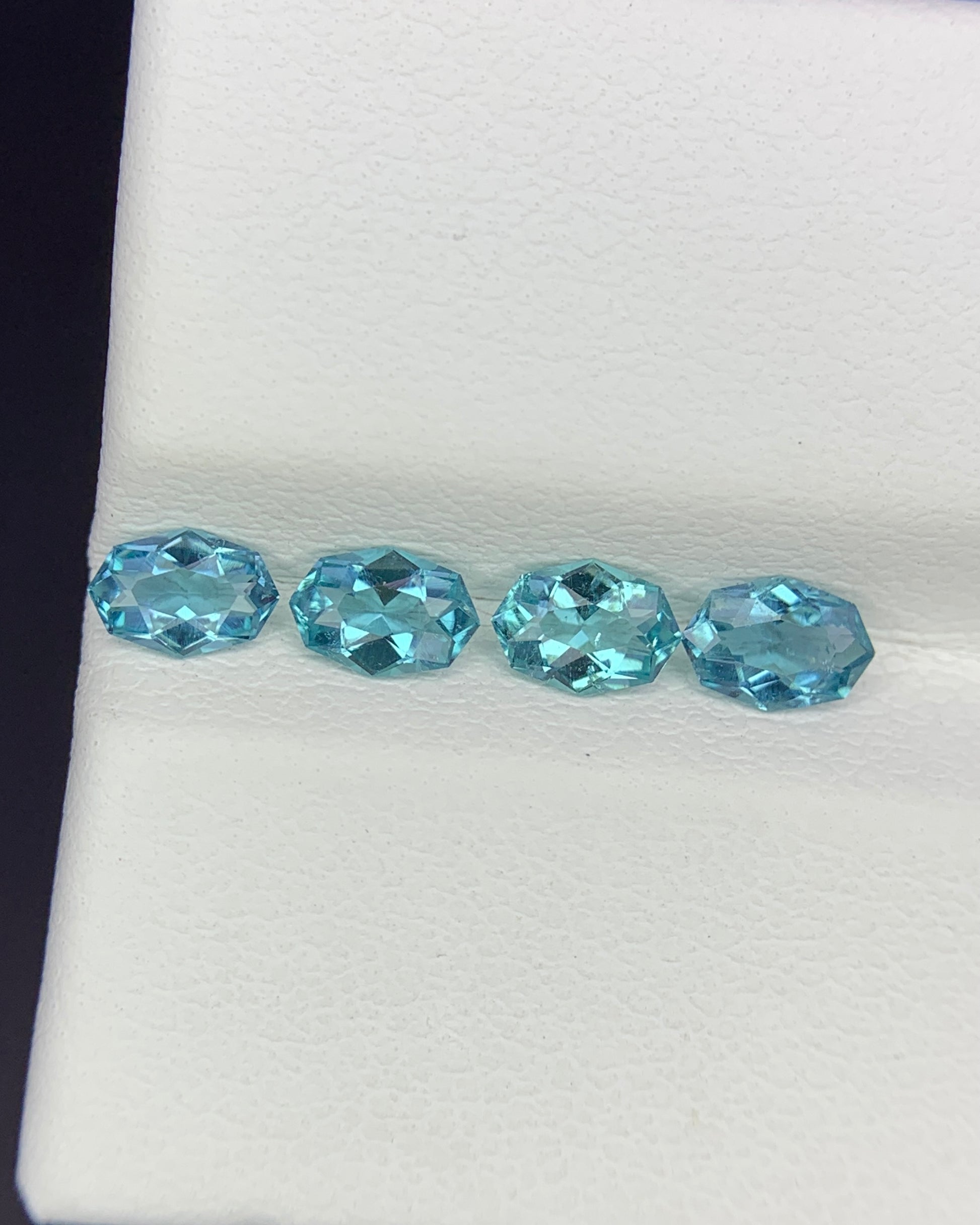 Natural Indicolite Tourmaline Lot 0.91 Carat5x3.5 MM (Approx) Fancy Shape Faceted Gemstone 4 Piece Lot 