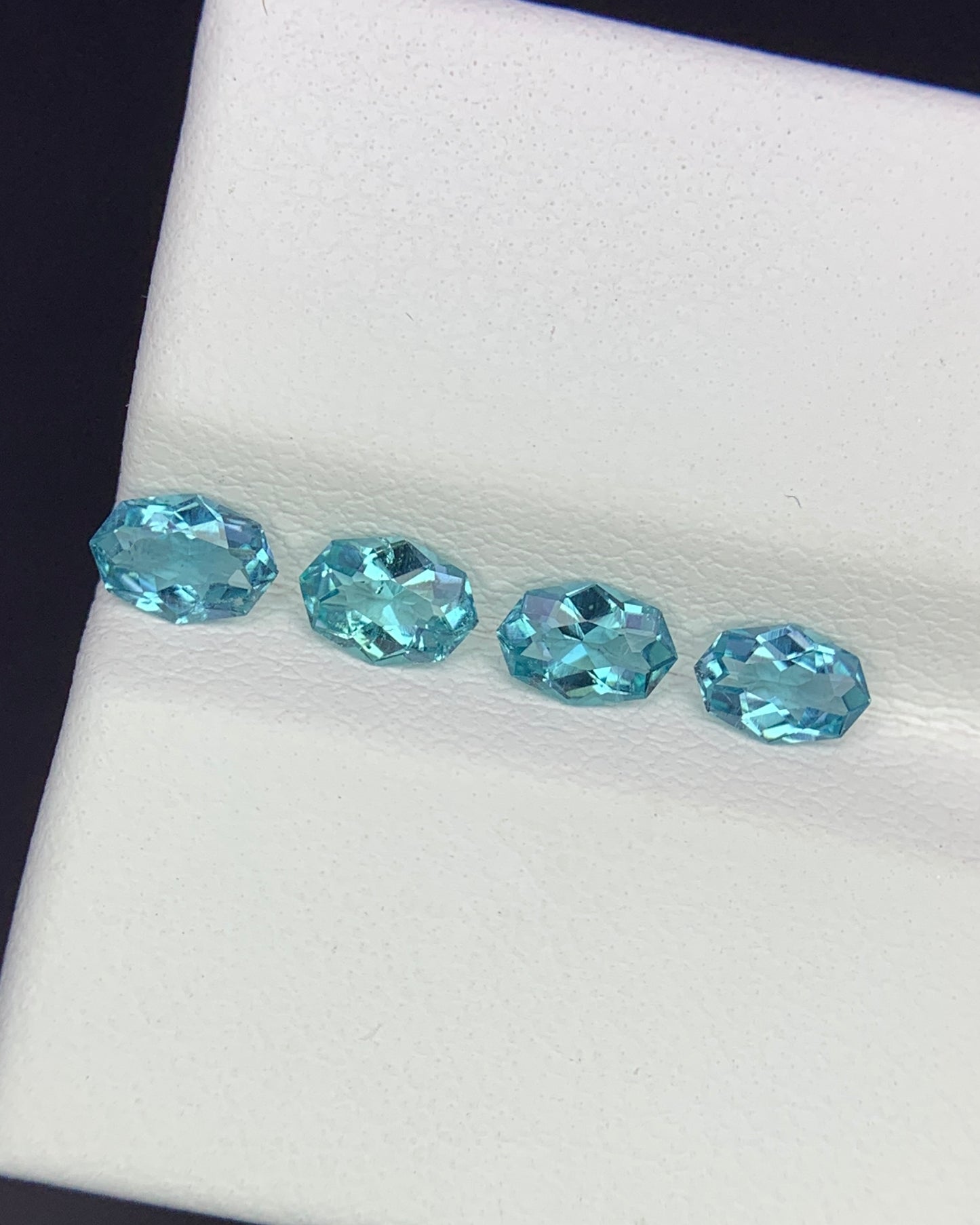 Natural Indicolite Tourmaline Lot 0.91 Carat5x3.5 MM (Approx) Fancy Shape Faceted Gemstone 4 Piece Lot 