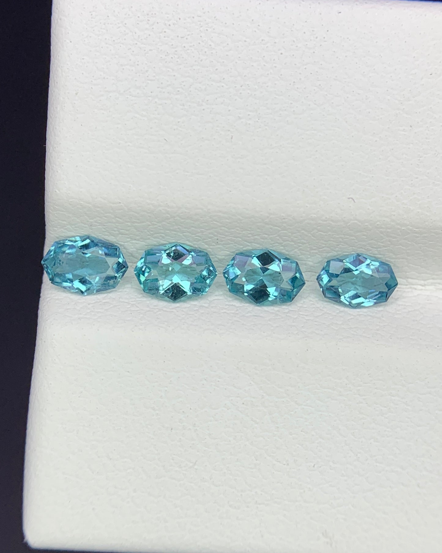 Natural Indicolite Tourmaline Lot 0.91 Carat5x3.5 MM (Approx) Fancy Shape Faceted Gemstone 4 Piece Lot 