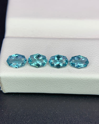 Natural Indicolite Tourmaline Lot 0.91 Carat5x3.5 MM (Approx) Fancy Shape Faceted Gemstone 4 Piece Lot 
