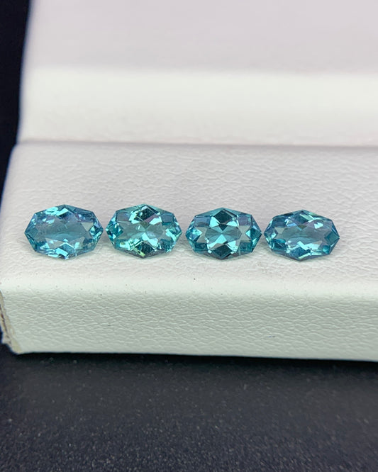 Natural Indicolite Tourmaline Lot 0.91 Carat5x3.5 MM (Approx) Fancy Shape Faceted Gemstone 4 Piece Lot 