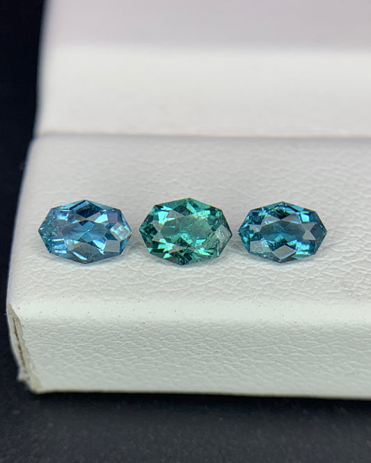 Natural Indicolite Tourmaline Lot 0.66 Carat5x3.5/4.8x3.3 MM Fancy Shape Faceted Gemstone 2 Piece Lot