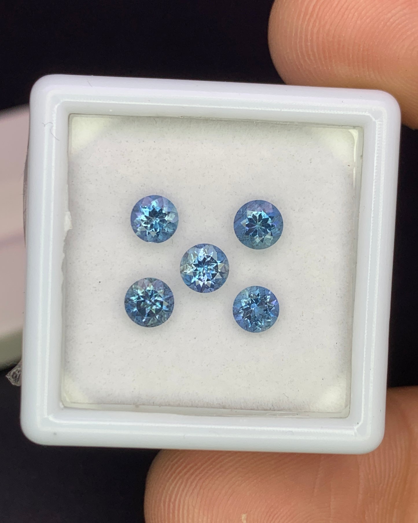 Natural Santa Maria Aquamarine Lot 1.09 Carat 4x4 MM (Approx) Round Shape Faceted Gemstone 5 Piece Lot