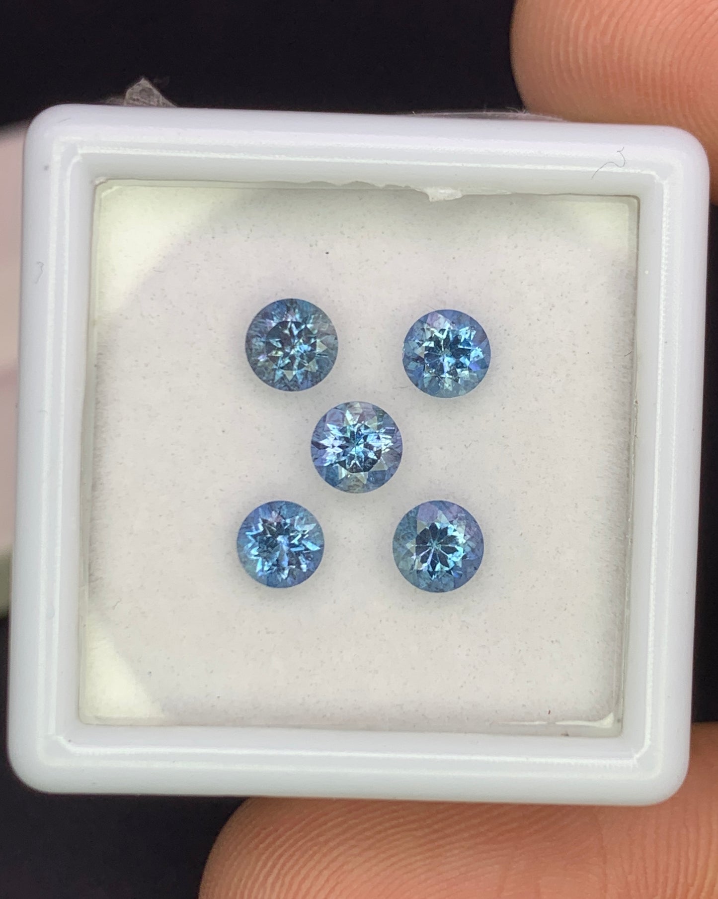 Natural Santa Maria Aquamarine Lot 1.09 Carat 4x4 MM (Approx) Round Shape Faceted Gemstone 5 Piece Lot