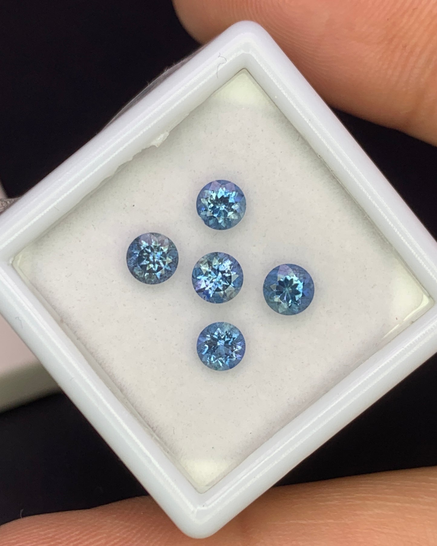 Natural Santa Maria Aquamarine Lot 1.09 Carat 4x4 MM (Approx) Round Shape Faceted Gemstone 5 Piece Lot