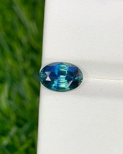 Natural Bi Color Parti Sapphire 1.72 Carat 8.8x6 MM Oval Shape Faceted Gemstone