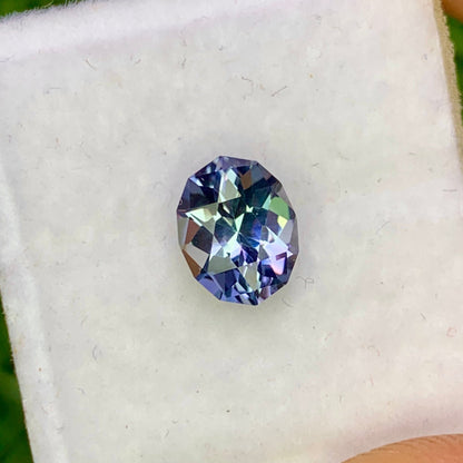 Natural Unheated Bi-Color Tanzanite 1.13 Carat 7.8x6.2 MM Fancy Shape Faceted Gemstone