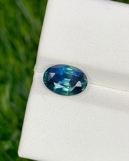Natural Bi Color Parti Sapphire 1.72 Carat 8.8x6 MM Oval Shape Faceted Gemstone