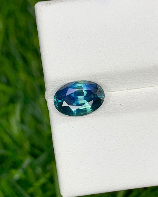 Natural Bi Color Parti Sapphire 1.72 Carat 8.8x6 MM Oval Shape Faceted Gemstone