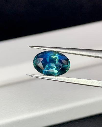Natural Bi Color Parti Sapphire 1.72 Carat 8.8x6 MM Oval Shape Faceted Gemstone