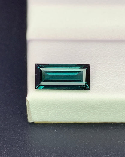 Natural Indicolite Tourmaline 1.34 Carat 9.5x4.5 MM Baguette Shape Faceted Gemstone 