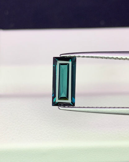 Natural Indicolite Tourmaline 1.34 Carat 9.5x4.5 MM Baguette Shape Faceted Gemstone 