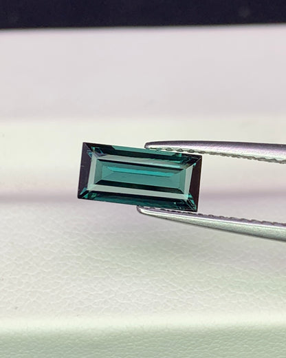 Natural Indicolite Tourmaline 1.34 Carat 9.5x4.5 MM Baguette Shape Faceted Gemstone 