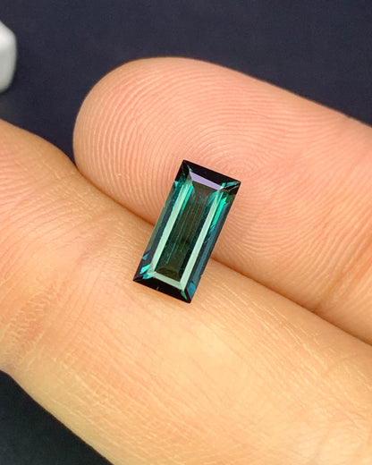 Natural Indicolite Tourmaline 1.34 Carat 9.5x4.5 MM Baguette Shape Faceted Gemstone 