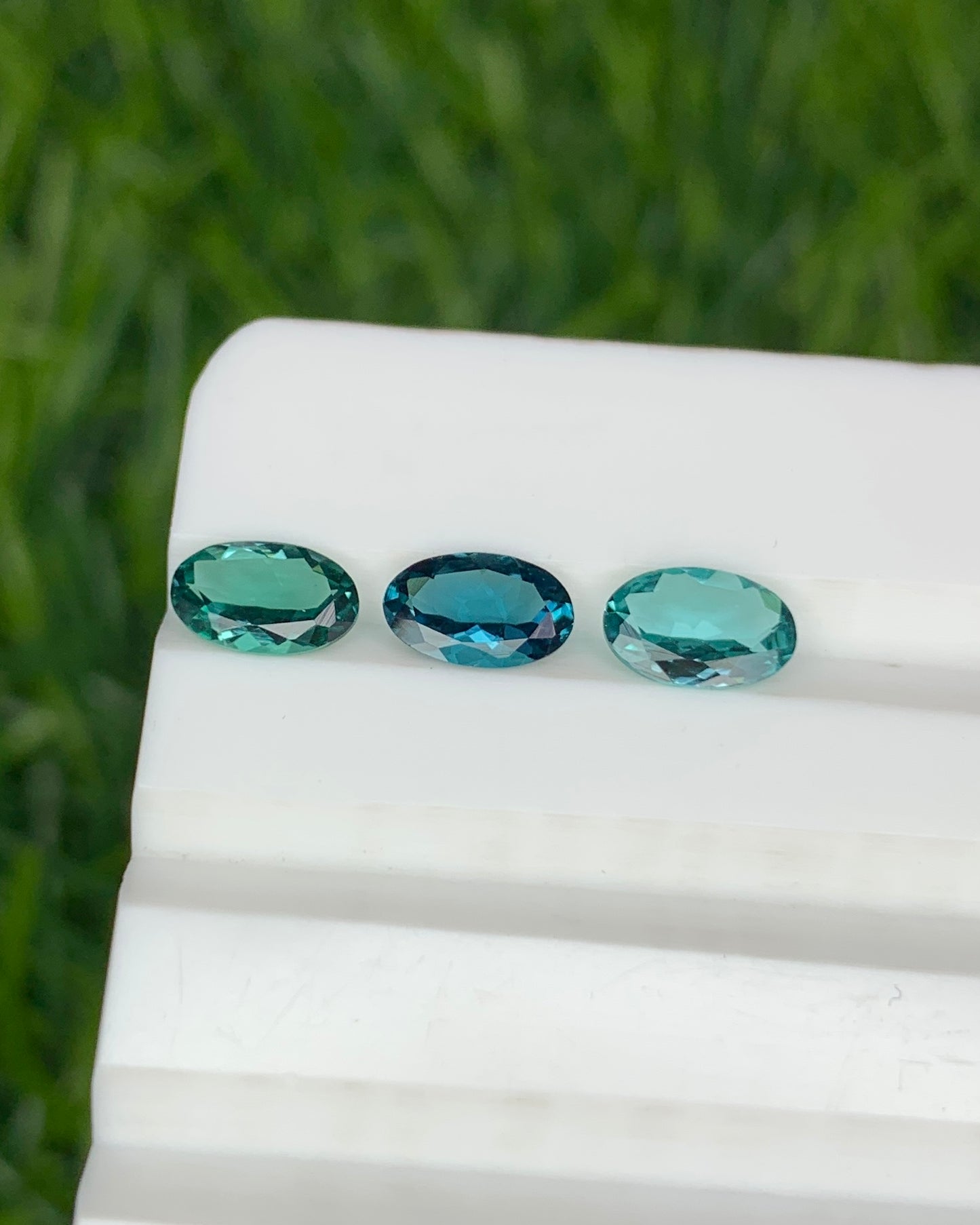 Natural Indicolite Tourmaline Lot 0.98 Carat 6x4 MM Oval Shape Faceted Gemstone 3 Piece Lot