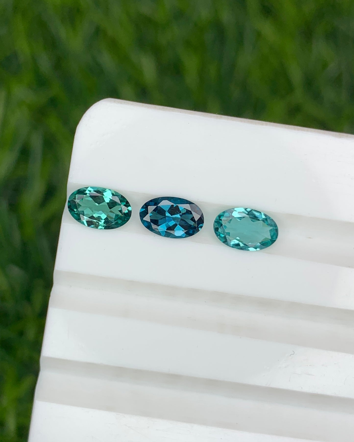 Natural Indicolite Tourmaline Lot 0.98 Carat 6x4 MM Oval Shape Faceted Gemstone 3 Piece Lot