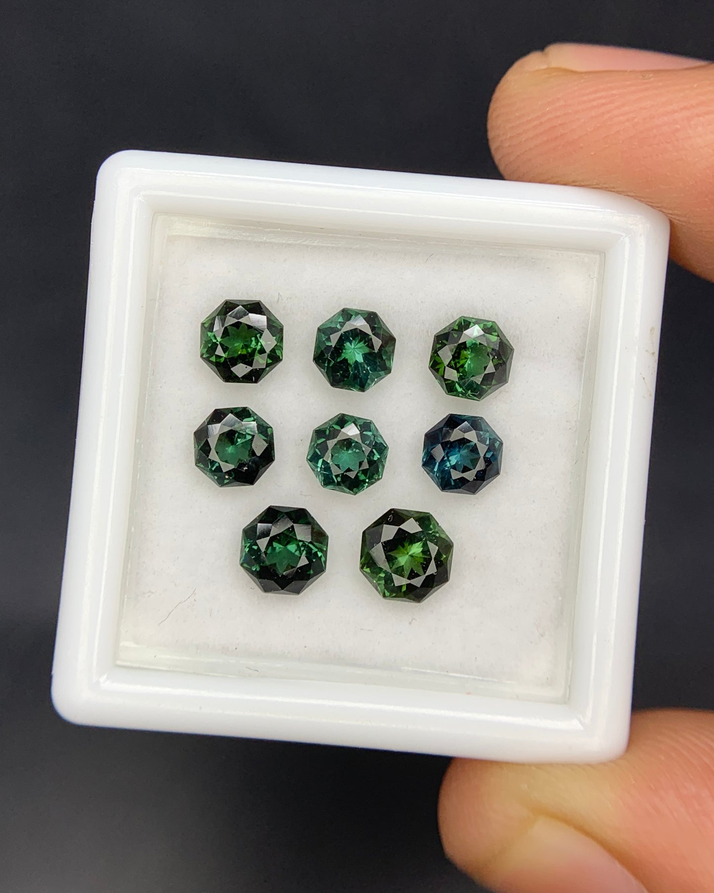 Natural Blue and Green Tourmaline lot 2.73 Carat Mix Size Baguette Shape Faceted Gemstone 8 Piece Lot 