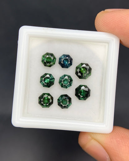 Natural Blue and Green Tourmaline lot 2.73 Carat Mix Size Baguette Shape Faceted Gemstone 8 Piece Lot 