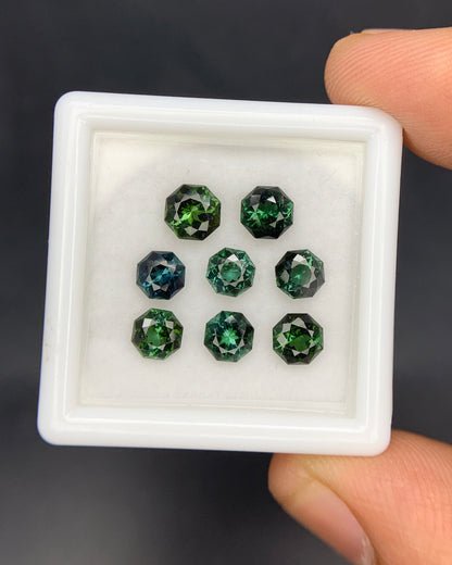 Natural Blue and Green Tourmaline lot 2.73 Carat Mix Size Baguette Shape Faceted Gemstone 8 Piece Lot 