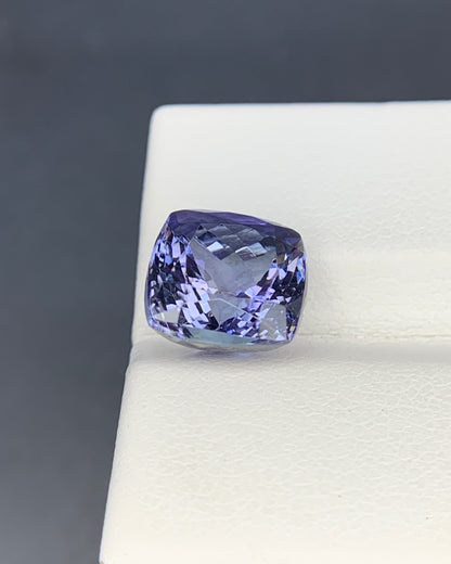 Natural Bi Color Tanzanite 5.45 Carat 9.6x9.6 MM Cushion Shape Faceted Gemstone