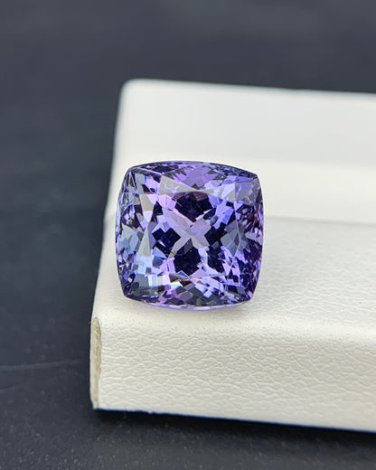 Natural Bi Color Tanzanite 5.45 Carat 9.6x9.6 MM Cushion Shape Faceted Gemstone