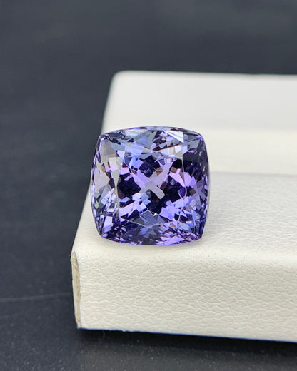 Natural Bi Color Tanzanite 5.45 Carat 9.6x9.6 MM Cushion Shape Faceted Gemstone