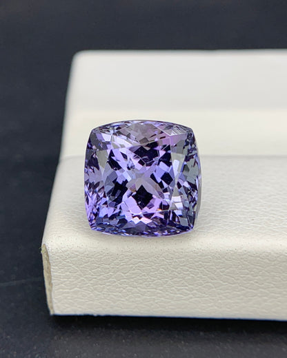 Natural Bi Color Tanzanite 5.45 Carat 9.6x9.6 MM Cushion Shape Faceted Gemstone