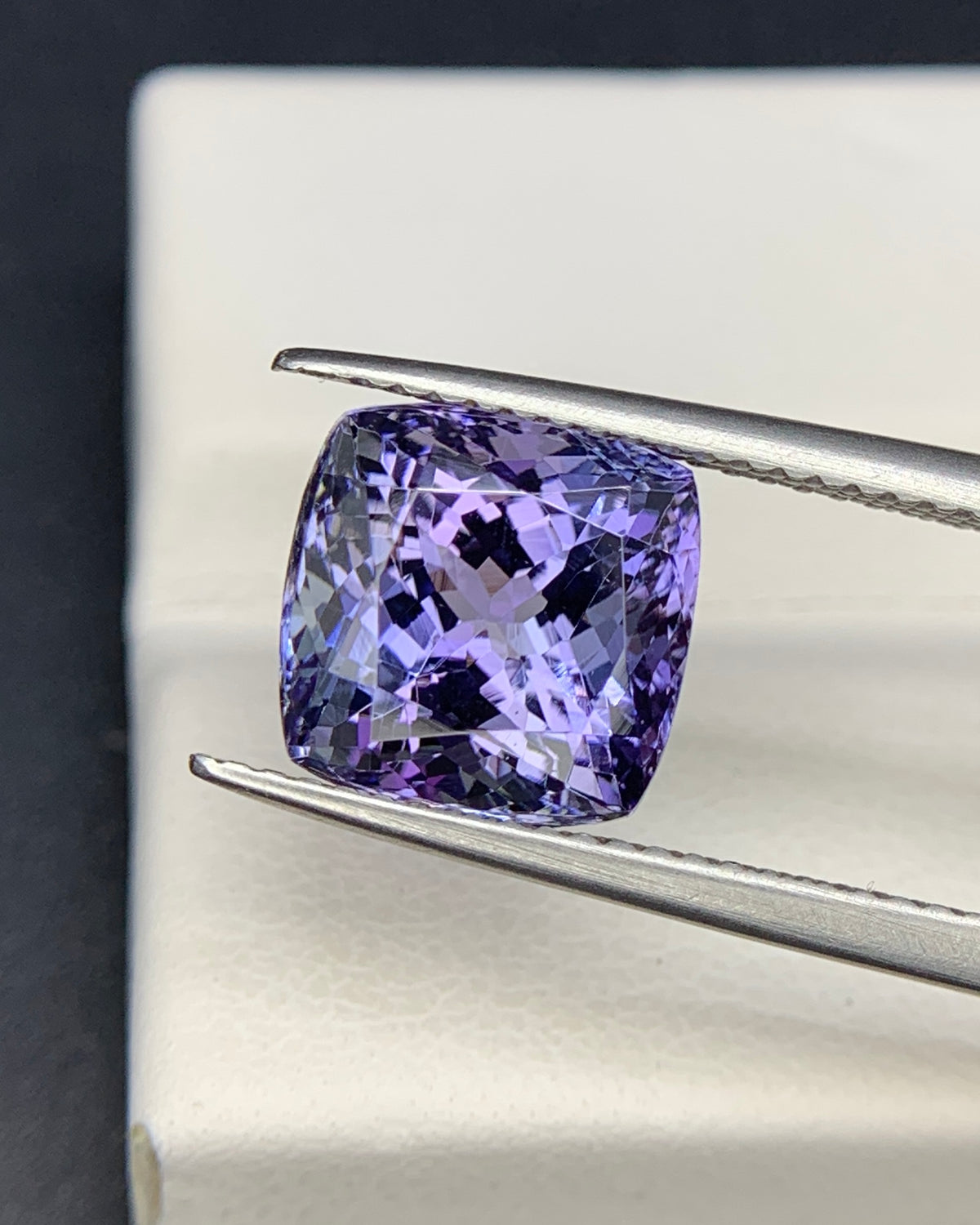 Natural Bi Color Tanzanite 5.45 Carat 9.6x9.6 MM Cushion Shape Faceted Gemstone