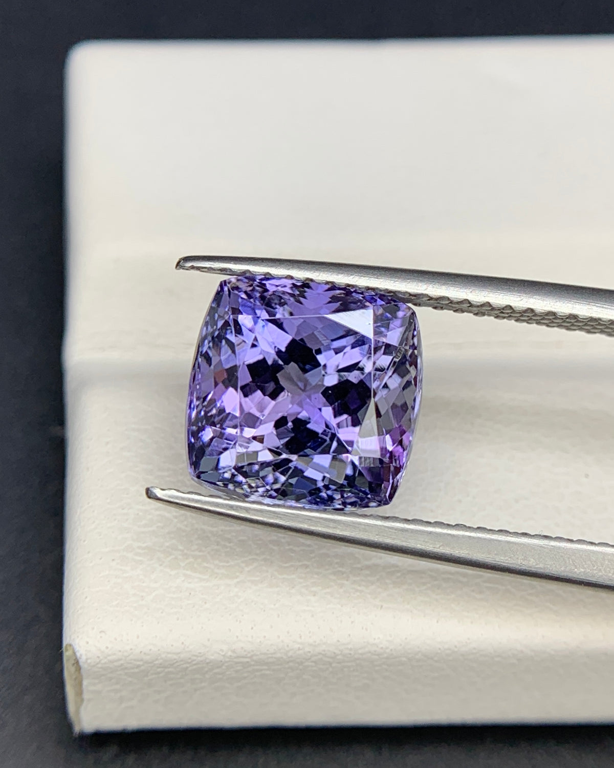 Natural Bi Color Tanzanite 5.45 Carat 9.6x9.6 MM Cushion Shape Faceted Gemstone