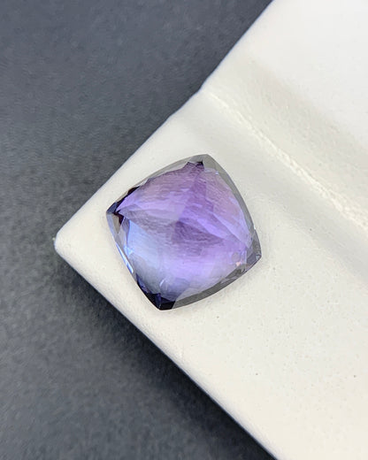 Natural Bi Color Tanzanite 5.45 Carat 9.6x9.6 MM Cushion Shape Faceted Gemstone