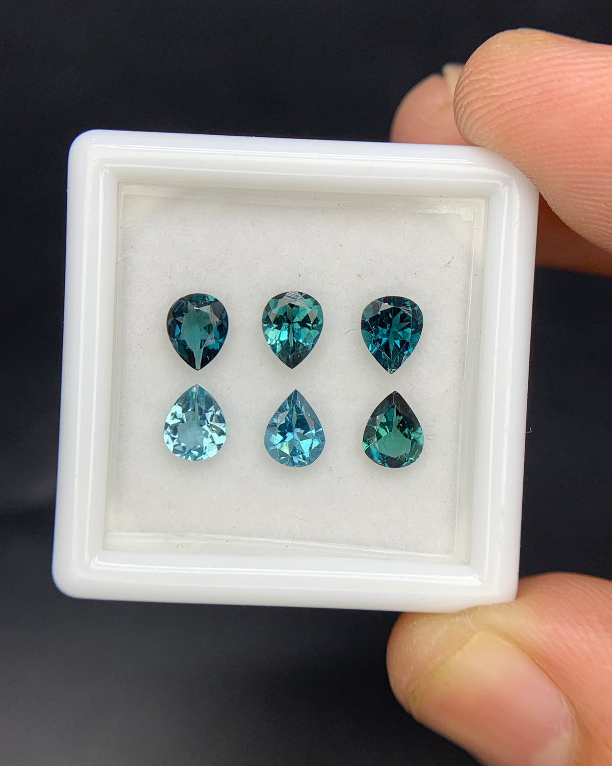 Natural Indicolite Tourmaline Lot 1.74 Carat 5x4 MM Pear Shape Faceted Gemstone 6 Piece Lot