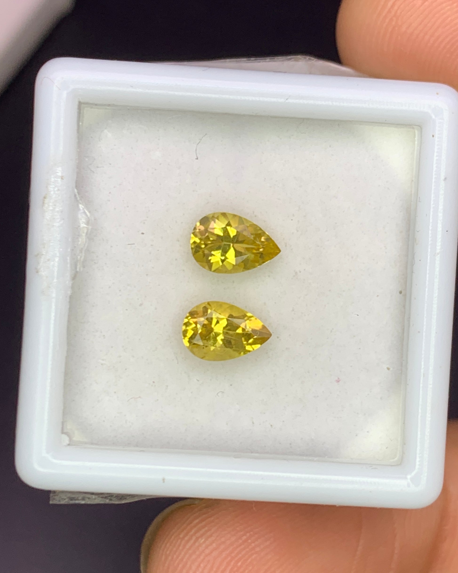Natural Canary Tourmaline Lot 0.93 Carat 6.3x4.3/6.2x4.2 MM Pear Shape Faceted Gemstone 2 Piece Lot 