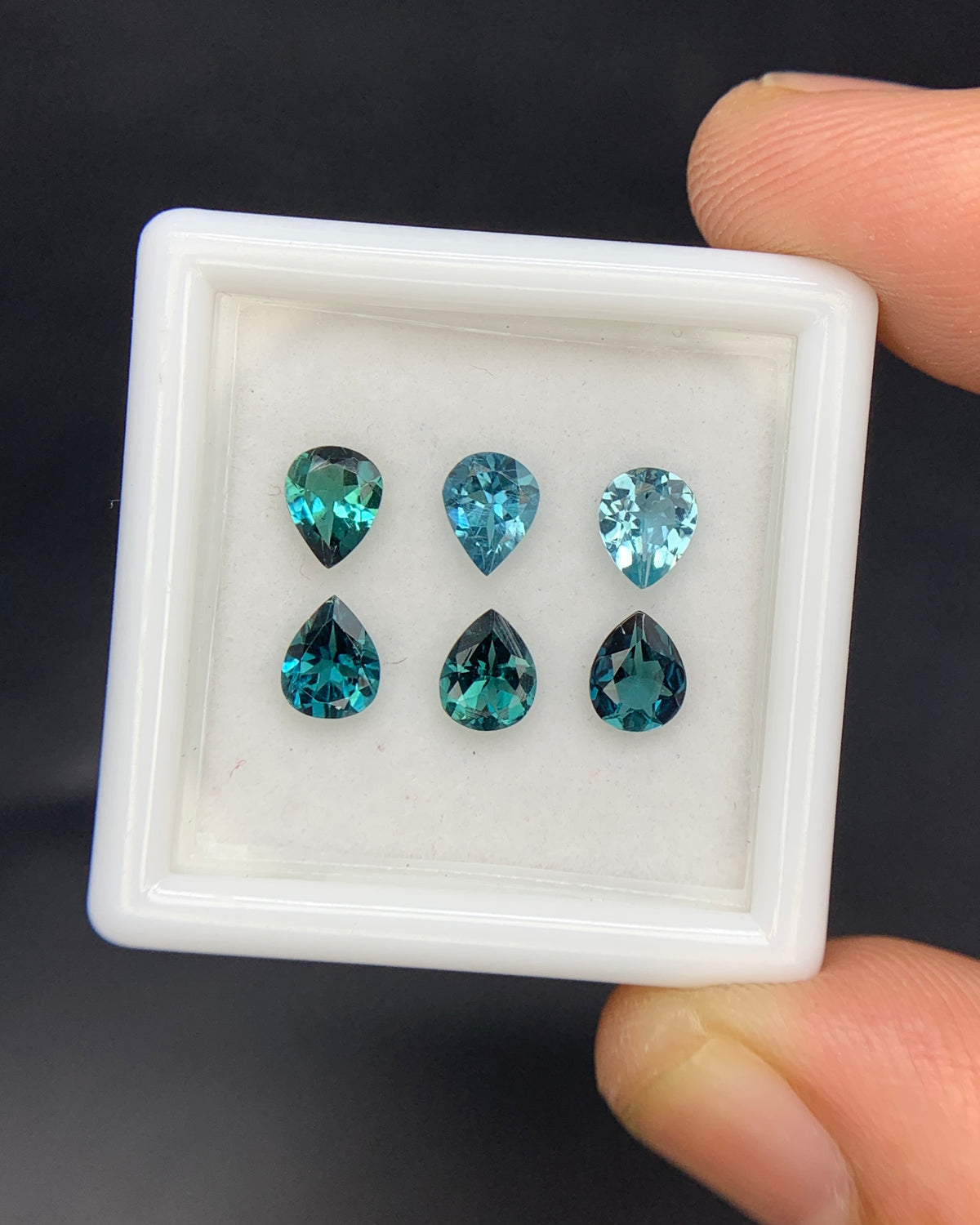 Natural Indicolite Tourmaline Lot 1.74 Carat 5x4 MM Pear Shape Faceted Gemstone 6 Piece Lot