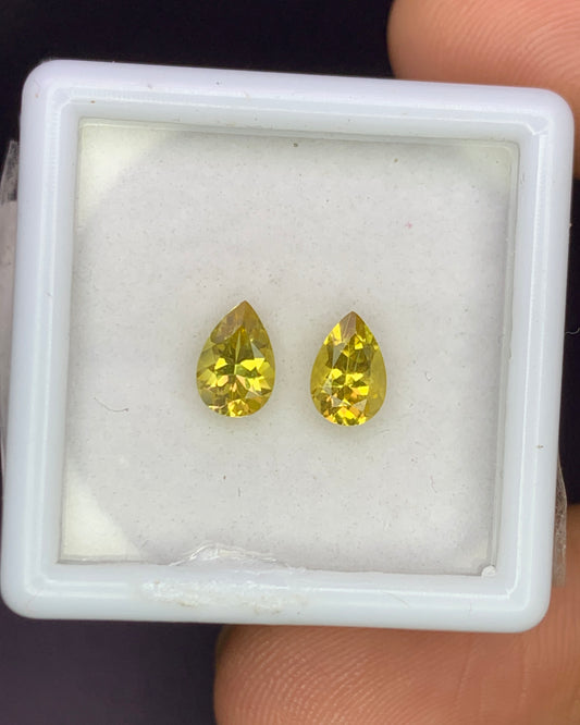 Natural Canary Tourmaline Lot 0.93 Carat 6.3x4.3/6.2x4.2 MM Pear Shape Faceted Gemstone 2 Piece Lot 