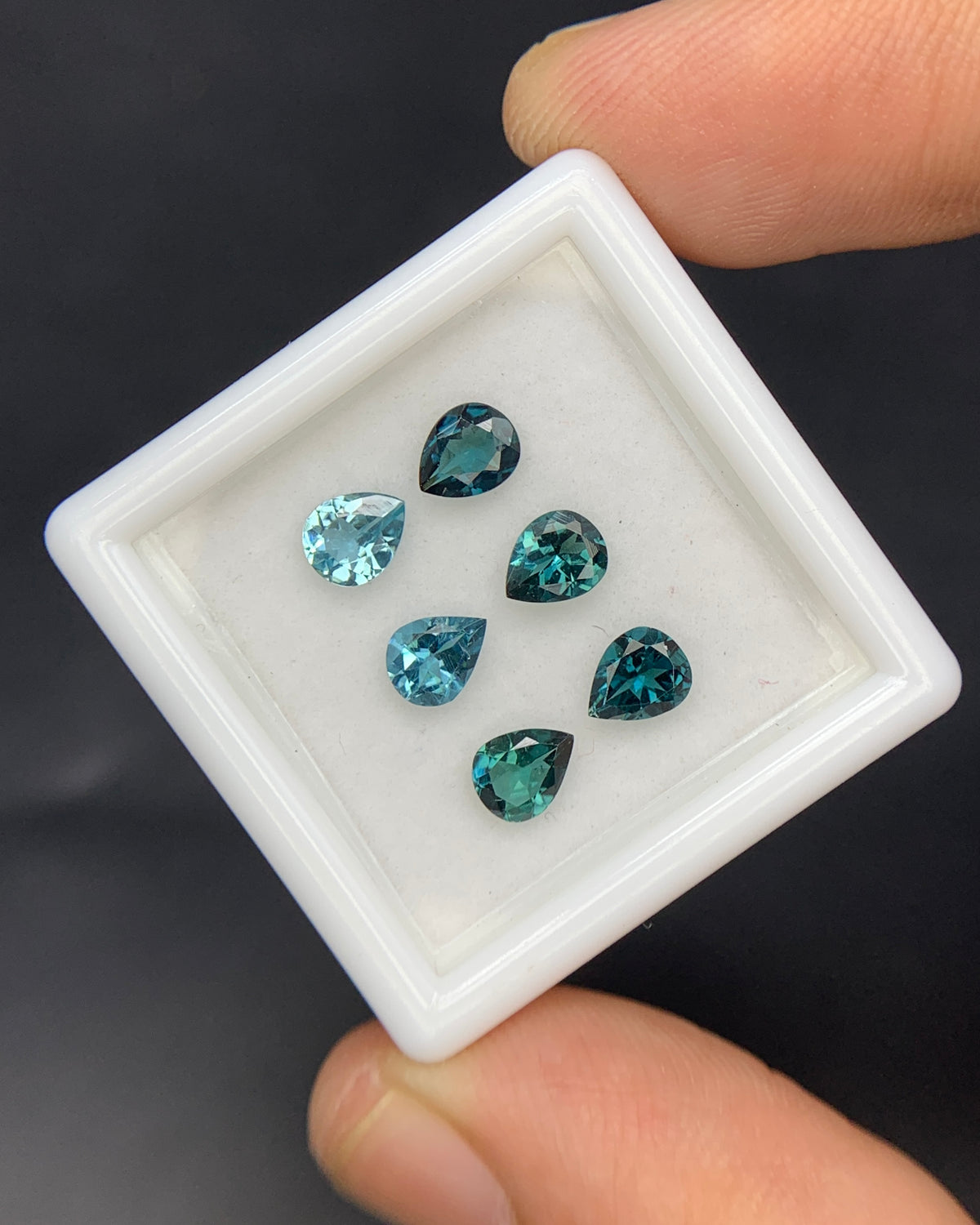 Natural Indicolite Tourmaline Lot 1.74 Carat 5x4 MM Pear Shape Faceted Gemstone 6 Piece Lot