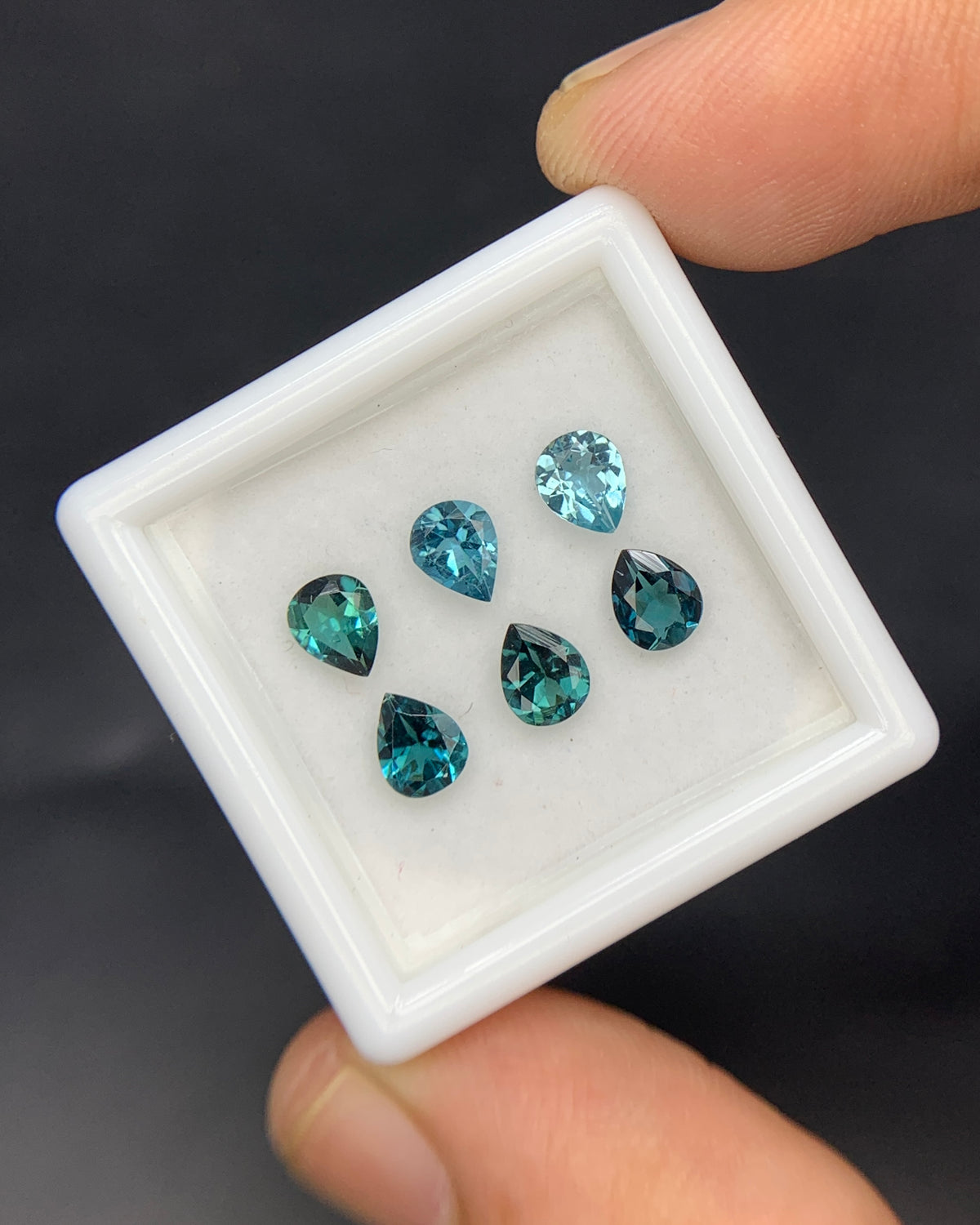 Natural Indicolite Tourmaline Lot 1.74 Carat 5x4 MM Pear Shape Faceted Gemstone 6 Piece Lot