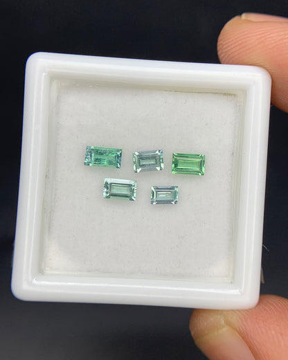 Natural Rare Kornerupine Lot 0.76 Carat Mix Size Baguette Shape Faceted Gemstone 5 Piece Lot