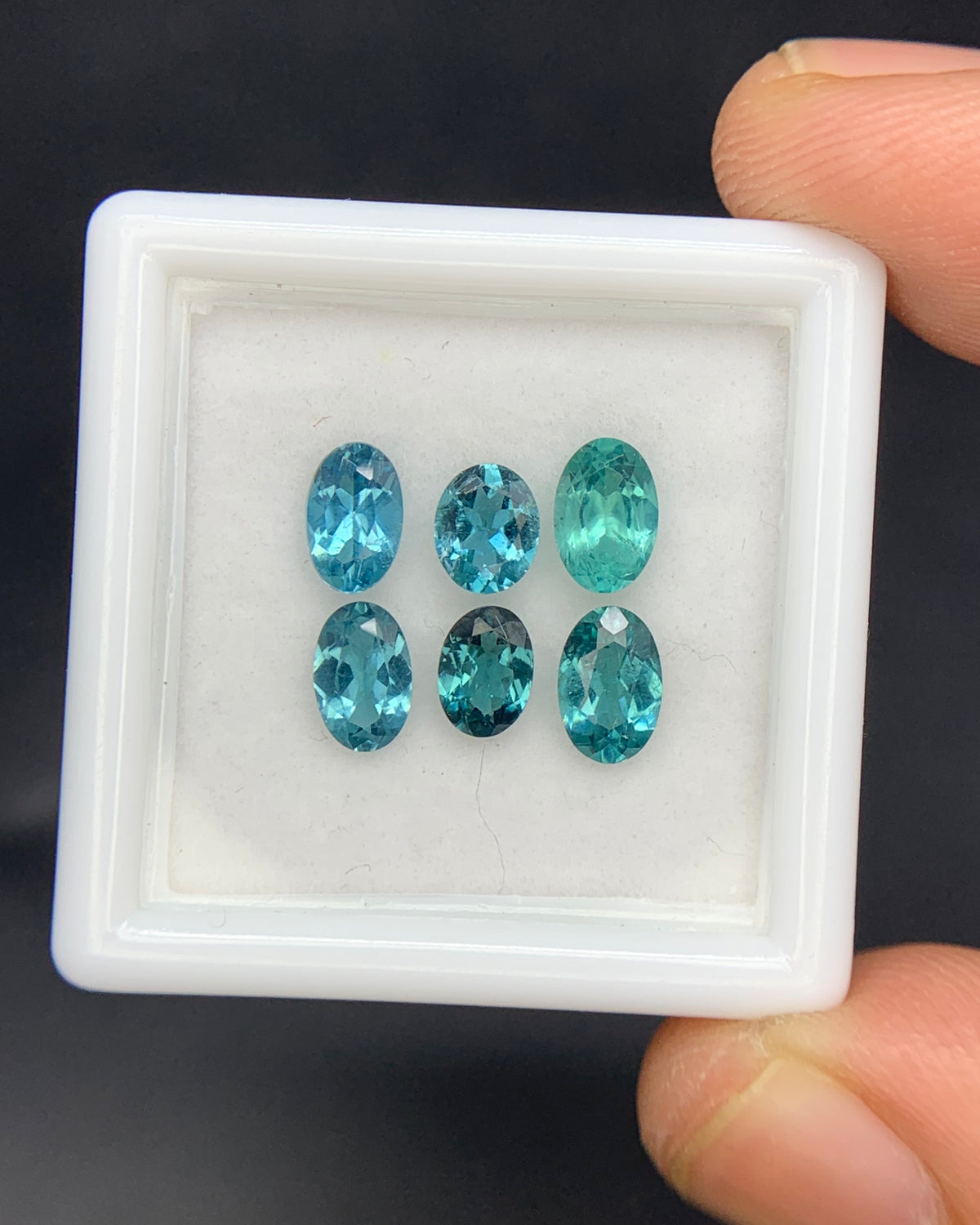 Natural Indicolite Tourmaline Lot 2.06 Carat Mix Size Oval Shape Faceted Gemstone 6 Piece Lot