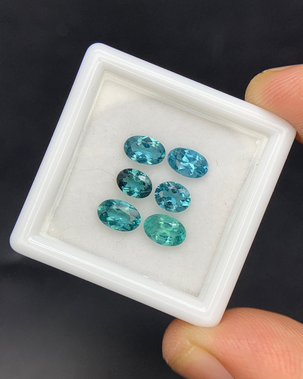 Natural Indicolite Tourmaline Lot 2.06 Carat Mix Size Oval Shape Faceted Gemstone 6 Piece Lot