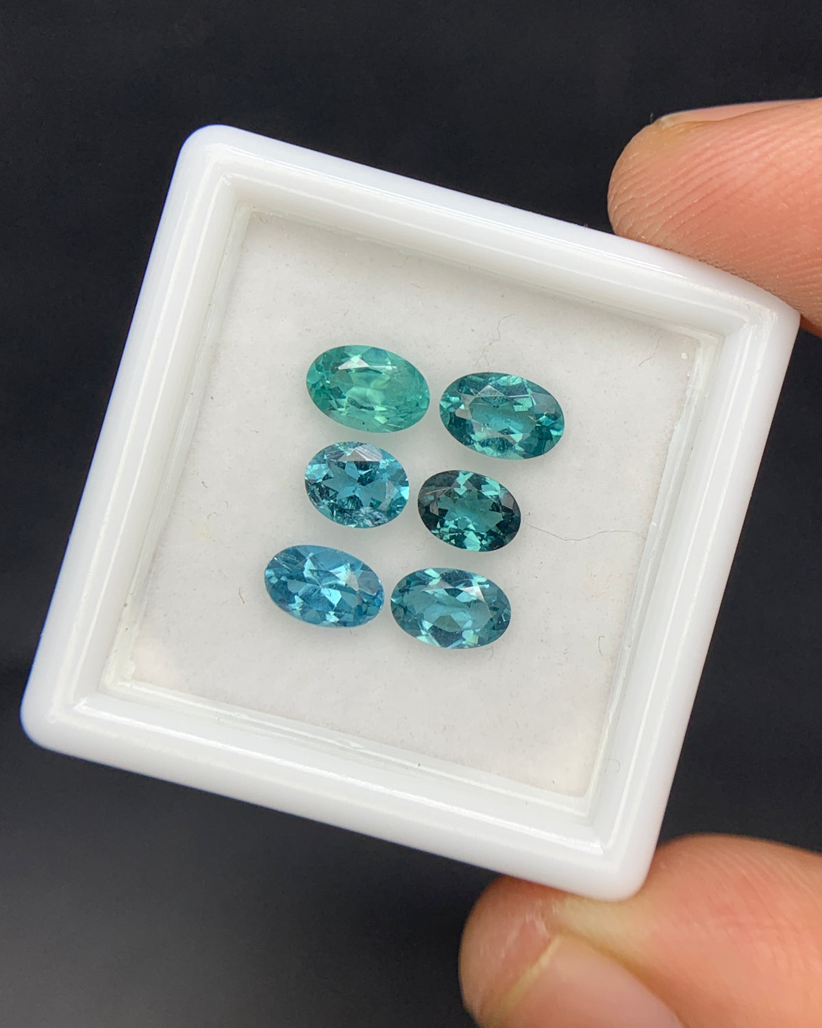 Natural Indicolite Tourmaline Lot 2.06 Carat Mix Size Oval Shape Faceted Gemstone 6 Piece Lot