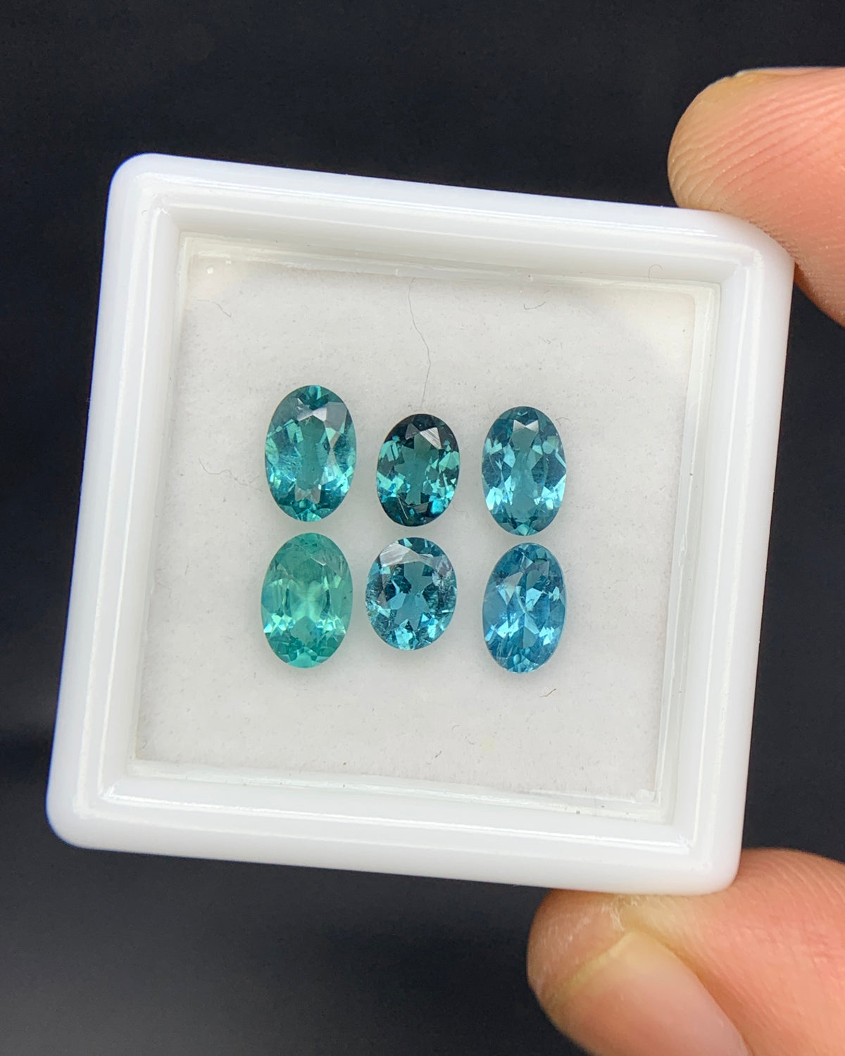 Natural Indicolite Tourmaline Lot 2.06 Carat Mix Size Oval Shape Faceted Gemstone 6 Piece Lot