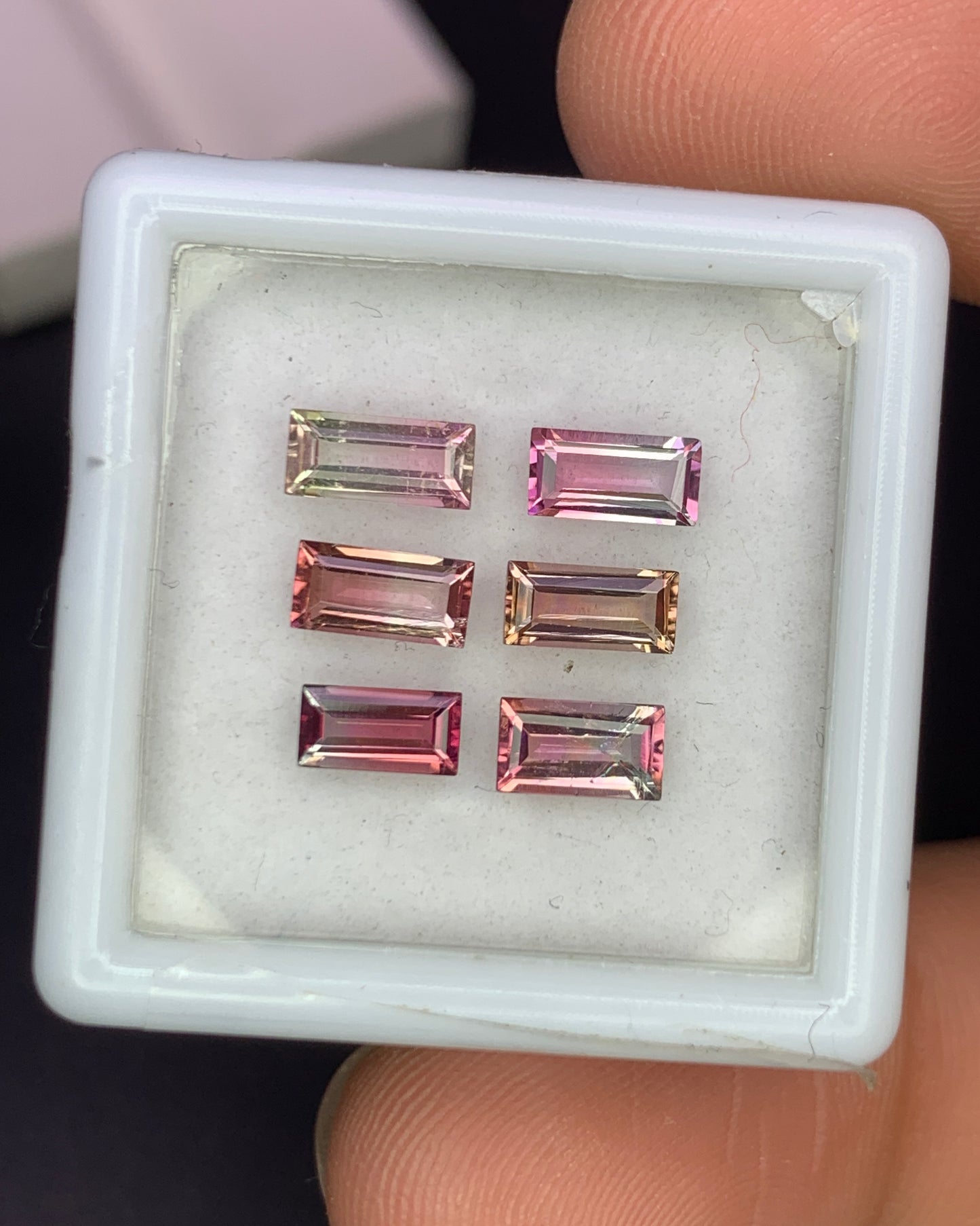 Natural Bi Color Tourmaline Lot 2.06 Carat Mix Size Baguette Shape Faceted Gemstone 6 Piece Lot (Copy)