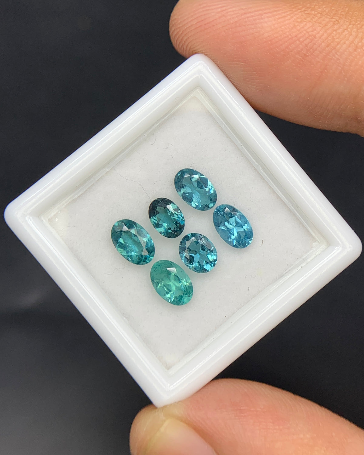 Natural Indicolite Tourmaline Lot 2.06 Carat Mix Size Oval Shape Faceted Gemstone 6 Piece Lot