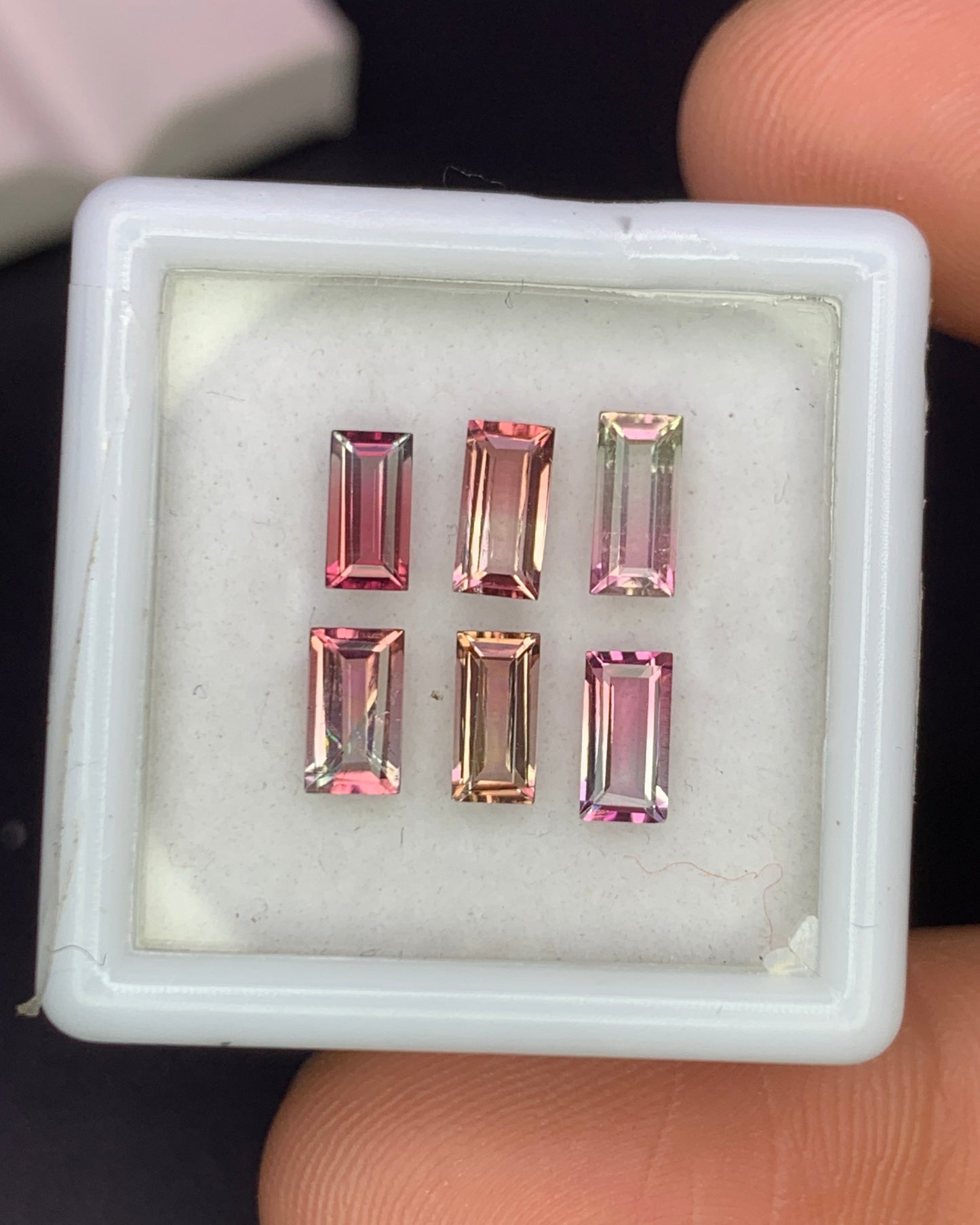 Natural Bi Color Tourmaline Lot 2.06 Carat Mix Size Baguette Shape Faceted Gemstone 6 Piece Lot (Copy)