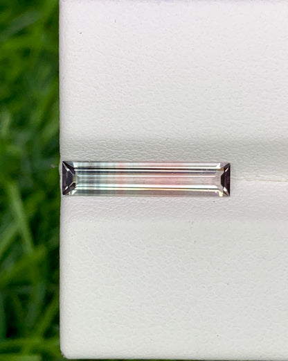 Natural Tri Color Tourmaline 1.11 Carat 15.7x3.3 MM Baguette Shape Faceted Gemstone