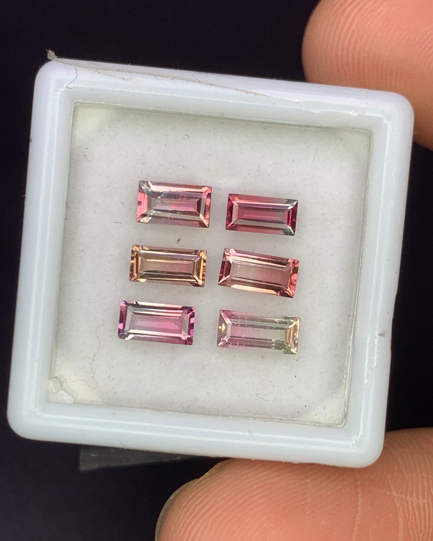 Natural Bi Color Tourmaline Lot 2.06 Carat Mix Size Baguette Shape Faceted Gemstone 6 Piece Lot (Copy)