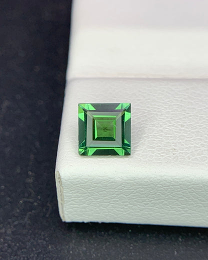 Natural Green Tourmaline 0.53 Carat 5x5 MM Square Shape Faceted Gemstone 